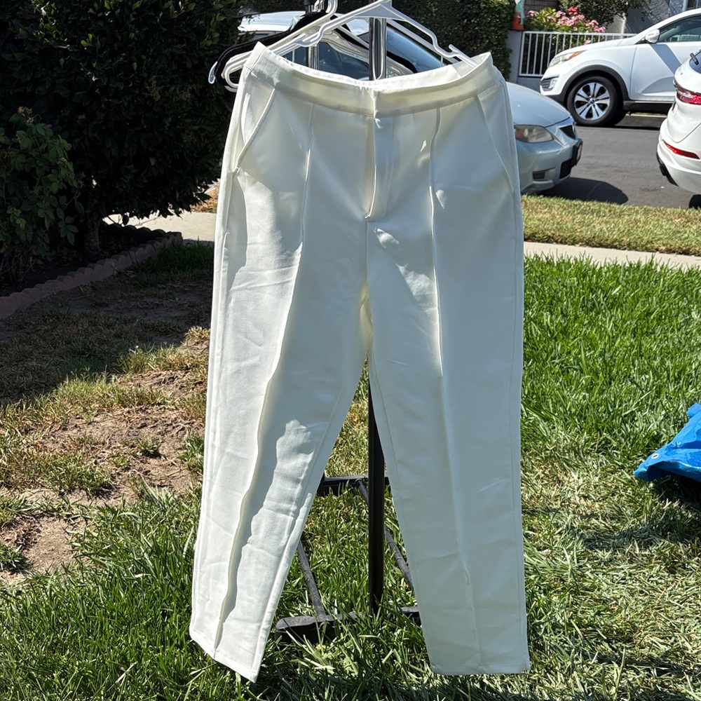 SHEIN Cream Dress Pants Tailored Fit